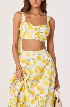 ASTR the Label Myria Lemon Print Crop Top at Nordstrom, Size Medium