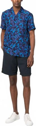 Orlebar Brown Hibbert Current Linen-Blend Shirt In Dark Sapphire