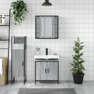 Berkfield Home Stylish 3 Piece Bathroom Cabinet Set Grey Sonoma Engineered Wood