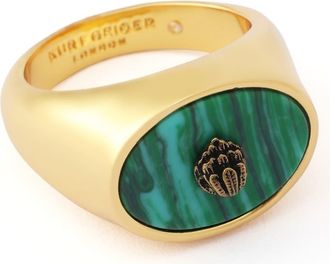 Kurt Geiger Eagle Head Signet Ring in Green at Nordstrom, Size 9