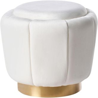 Beliani Beliani - Modern Velvet Accent Pouffe Round Gold Base Footstool White Irving
