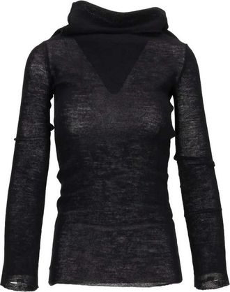 Ann Demeulemeester Zwarte Drop Shoulder Gebreide Top - Dames - Coltruien - Zwart - S - Truien & Vesten