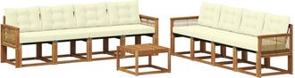 vidaXL Conjunto De Sof&aacute;s De Exterior 9 Uds. Natural Y Crema Vidaxl