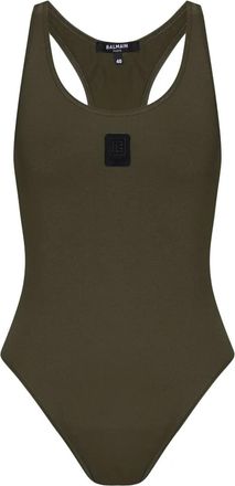 Balmain logo patch one-piece - Green