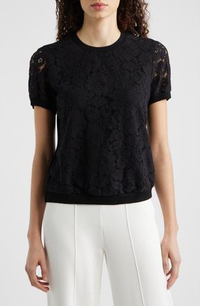 Tahari by ASL Lace Front Sweater in Black at Nordstrom, Size X-Large