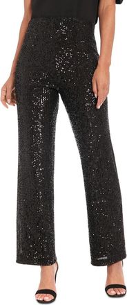Muse Muse Pants Womens Black Sequin Stretch High Rise Straight Leg Ankle PALL197