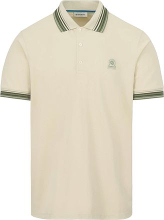 Sandbanks Mens GRADIENT RIB POLO STONE - Beige Cotton - Size X-Large