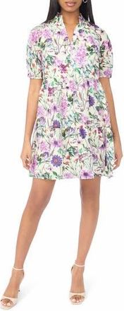 CeCe by Cynthia Steffe Puff Sleeve Tiered Babydoll Dress in Cream/Multi at Nordstrom Rack, Size X-Large