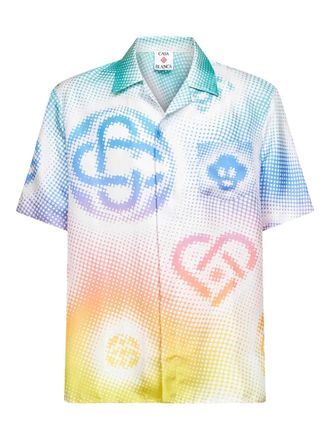 Casablanca button-up print shirt - men - Silk - L - White