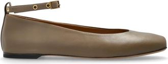 Emporio Armani Leren balletflats - Dames - Ballerinas - Bruin - 39 EU - Leer - Schoenen
