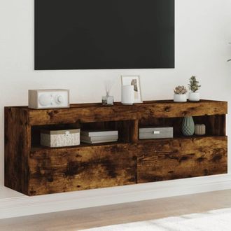 vidaXL Vidaxl - Muebles Tv De Pared Luces Led 2 Uds Roble Ahumado 60x30x40 Cm