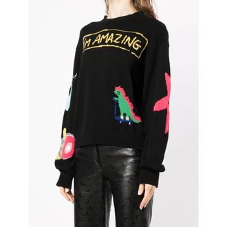 Dsquared2 Rondgebreide trui - Dames - Ronde hals truien - Zwart - L - Katoen - Truien & Vesten