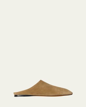 The Row Piper Suede Square-Toe Mules