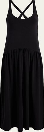 Another Tomorrow Dropwaist Gathered Tank Dress with Keyhole