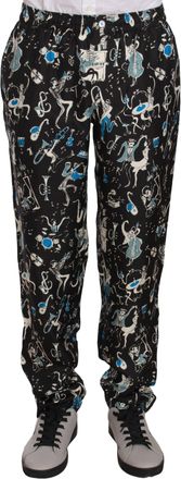 Dolce & Gabbana Mens Black Musical Instrument Sleepwear Pants Silk