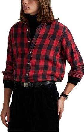Polo Ralph Lauren Classic Fit Check Cotton Twill Button-Down Shirt in Red/Black at Nordstrom, Size Xx-Large