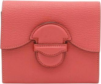 Herm&egrave;s Pre-owned Chevre Bifold Portemonnee Rose Azalee - Dames - Vintage Accessoires - Roze - ONE Size - Leer - Vintage