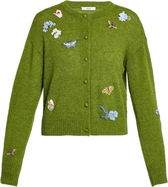 Erdem Cardigan girocollo con maniche lunghe - Verde