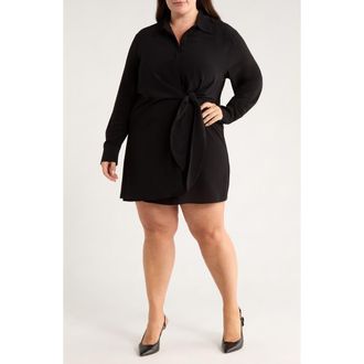 Nordstrom Long Sleeve Faux Wrap Dress in Black at Nordstrom Rack, Size 1X