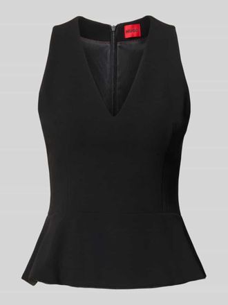 HUGO BOSS Slim Fit Blusentop mit Sch&ouml;&szlig;chen in Black, Gr&ouml;&szlig;e 32