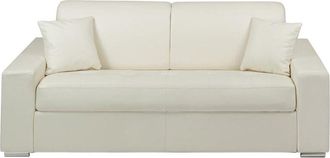 Vente-Unique Vente-unique - Divano letto 3 posti a ribalta in similpelle Bianco - Larghezza Materasso 140 cm - Spessore 18 cm - emir