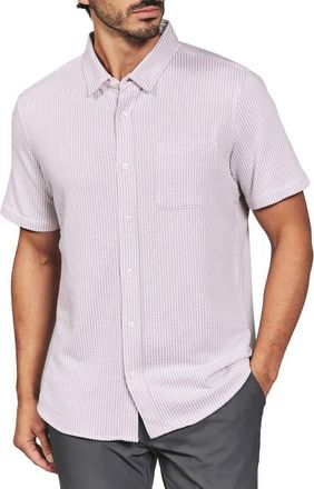 7 Diamonds Keaton Stripe Seersucker Short Sleeve Button-Up Shirt in Stone Rose at Nordstrom, Size Xxx-Large