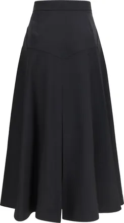 Burberry Womens Wool Twill Midi Skirt Black Ovis Aries