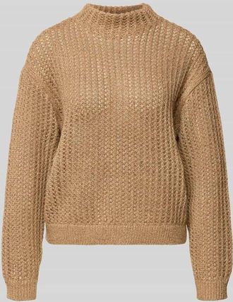 Betty Barclay Strickpullover mit gerippten Abschlüssen in Camel, Größe 36