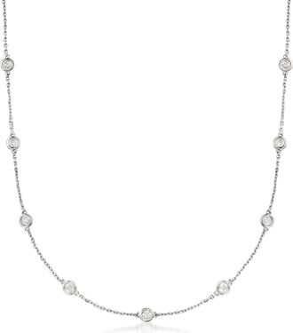 Ross-Simons 0.50- Bezel-Set Diamond Station Necklace in Sterling Silver