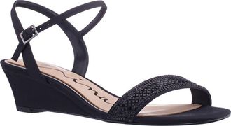 Nina Vonda Ankle Strap Wedge Sandal in Black at Nordstrom, Size 5.5