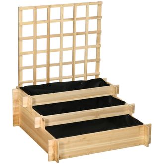 OUTSUNNY Macetero De Tres Niveles Con Estructura De Celos&iacute;a Y Tela No Tejida Para Verduras, Flores Y Hierbas, 95x95x110 Cm