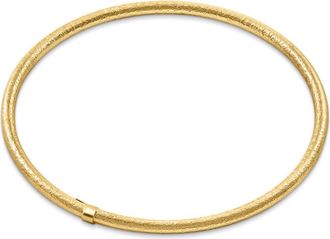 Pompeii3 18K Gold Plated Silver Textured 3mm Slip-On Bangle Bracelet
