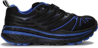 Hoka One One Zwarte Elektrisch Blauwe Sneakers Adaptive Tuning - Heren - Sneakers - Zwart - 42 2/3 EU - Polyester - Schoenen