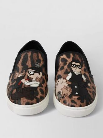 Dolce & Gabbana leather leopard-print slip-on sneakers