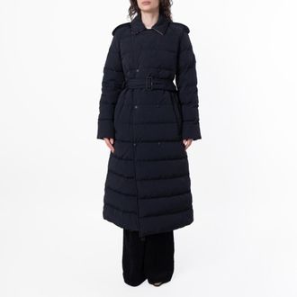 Burberry Long Double-Breasted Down Puffer Coat, Size X-Small