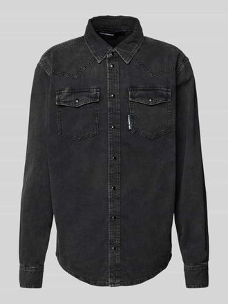 Karl Lagerfeld Regular Fit Jeanshemd mit Label-Detail in Black, Gr&ouml;&szlig;e S