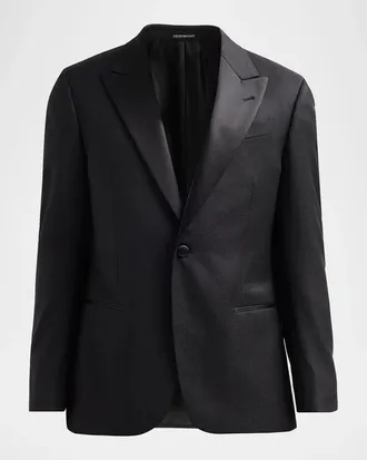 Emporio Armani Men & apos;s Textured Chevron Wool Dinner Jacket