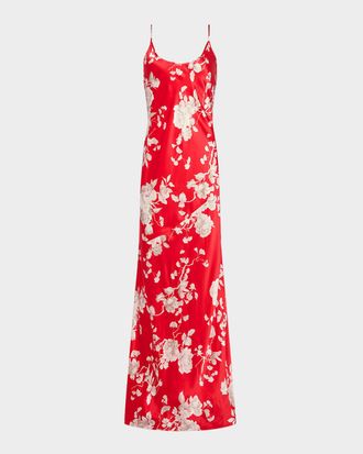 L'agence Charmaine U-Neck Silk Gown