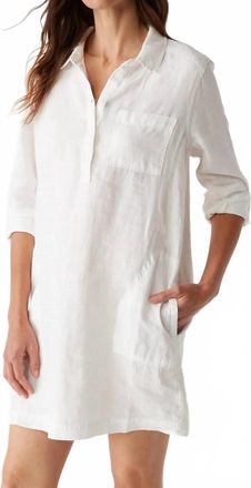 Michael Stars Eleanor Linen Shirt Dress In White