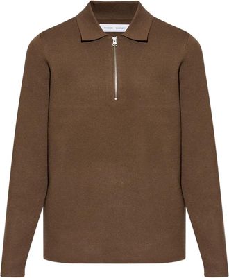 Sams&oslash;e & Sams&oslash;e Polo con mezza zip - Marrone