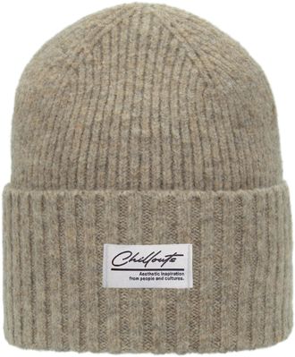Chillouts Beanie CHILLOUTS Agneta Hat, Damen, beige, Feinstrick, Materialmix, M&uuml;tzen Beanie, Mit Wollanteil, extra breiter Umschlag