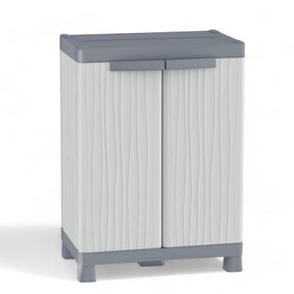 Terry Armario Bajo Termopl&aacute;stico Gris Con Puertas Y Estantes Ajustables Impermeables Para Interior Y Exterior