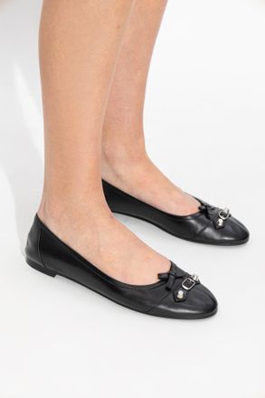Balenciaga City Leather Ballet Flats, Womens, Black