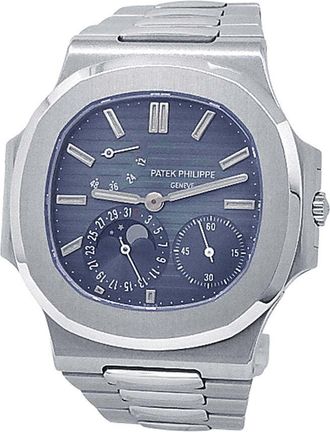 Patek Philippe Pre-owned Patek Philippe Nautilus Automatic Moon Phase Blue Dial Mens Watch 3712/1A-001