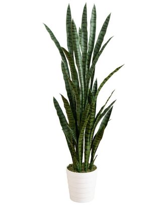 Nearly Natural 5Ft Indoor/Outdoor Uv-Resistant Artificial Sansevieria Plant In Decorative Planter