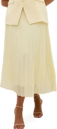 City Chic Pleated Chiffon Maxi Skirt in Lemon Drop at Nordstrom, Size 24W