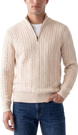 Raffi Cable 1/4-Zip Mock Neck Sweater