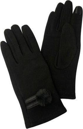 MARCUS ADLER Pompom Jersey Touchscreen Gloves in Black at Nordstrom Rack