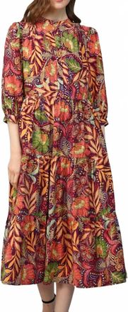 Fate The Jubilee 3/4 Sleeve Midi Dress In Multi