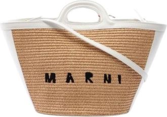 Marni Pre-owned Raffia Tote Bag - Dames - Vintage Shopper - Beige - ONE Size - Leer - Vintage